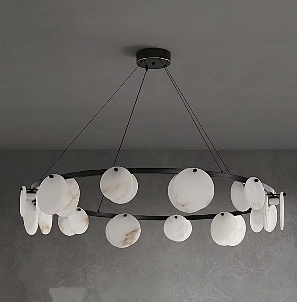 organic alabaster chandelier for designer interior living space with neutral tones