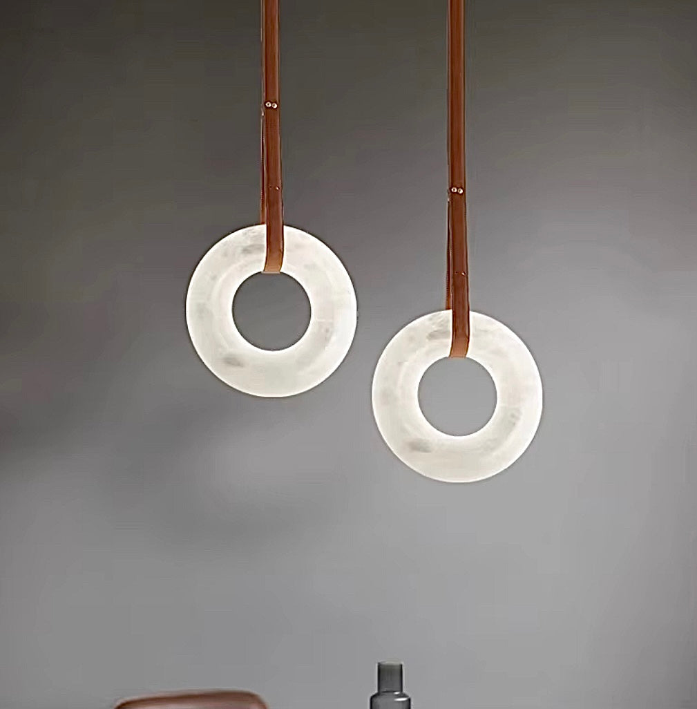 Alabaster ring chandelier for quiet luxury bedroom