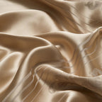 Sophisticated champagne gold bedding collection with 1000TC cotton satin fabric and architectural jacquard details — LINKORI Metalad Gold.