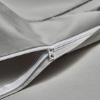 Silver grey satin bedding with floral jacquard embroidery, luxury Egyptian cotton duvet cover & pillow shams