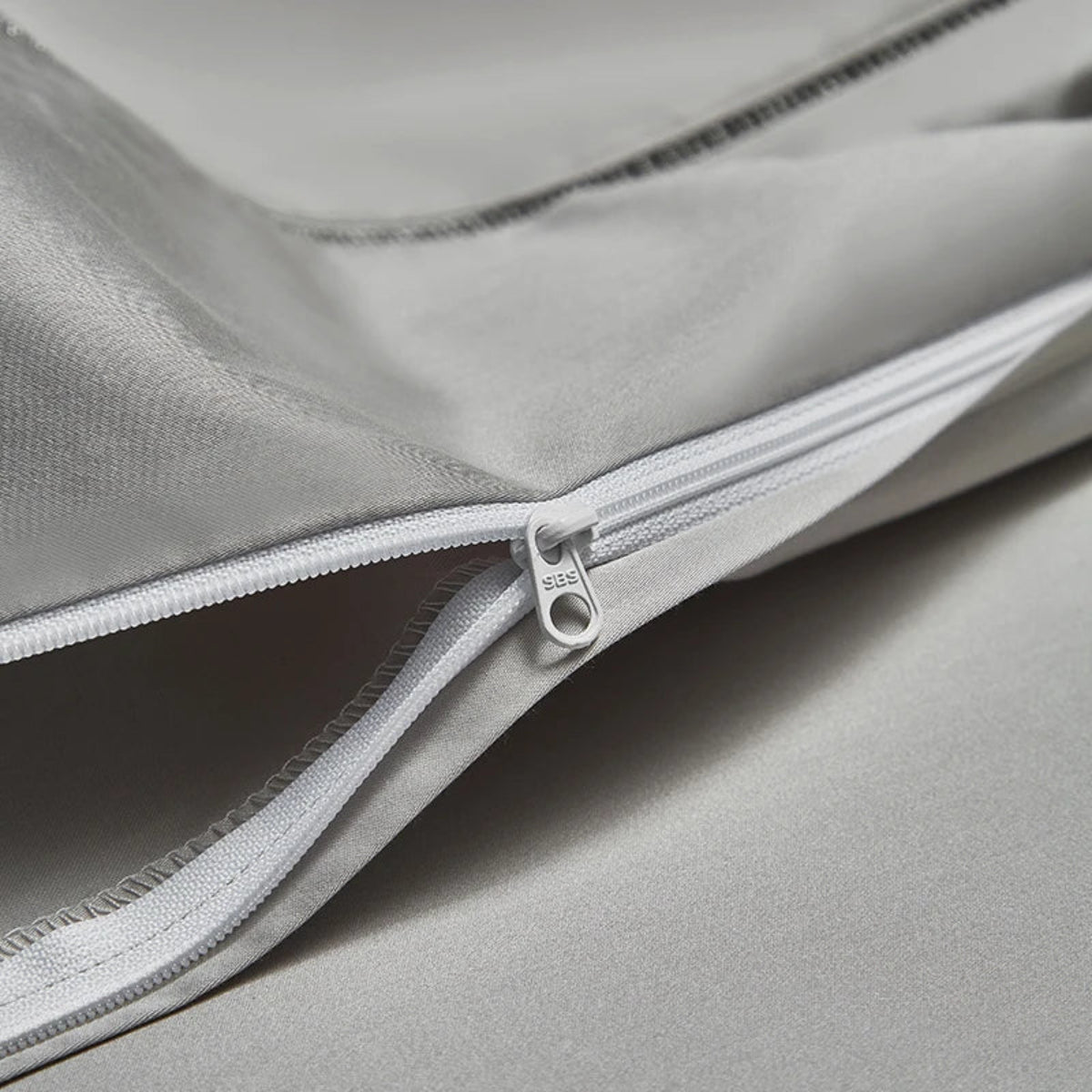 Silver grey satin bedding with floral jacquard embroidery, luxury Egyptian cotton duvet cover & pillow shams