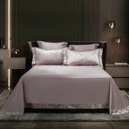 Luxury bedding collection mauve satin floral pattern Egyptian cotton duvet cover set