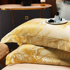 Oriental style bedding collection featuring intricate dragon patterns