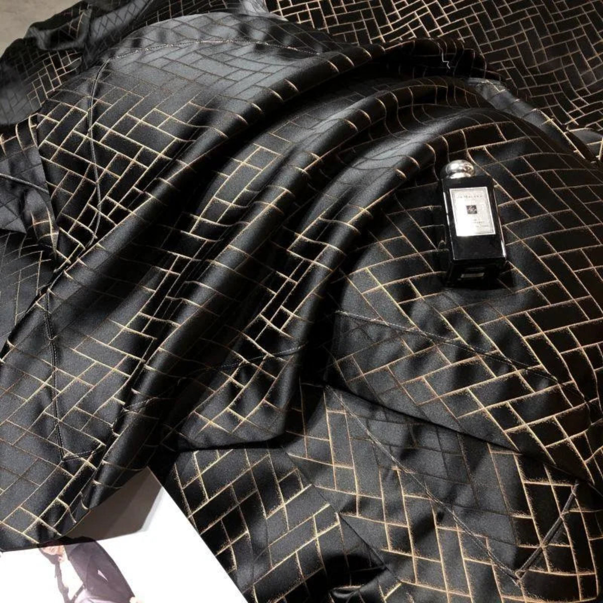 Designer black diamond quilted duvet covers luxury Egyptian cotton 4-piece bedding collection