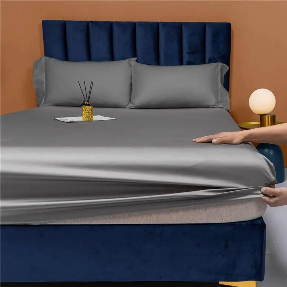 Grey 1000TC Egyptian cotton pillowcases 2-pack, luxury sateen, hotel-smooth finish | LINKORI Free Gift Event