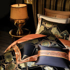 Royal baroque pattern duvet covers luxury satin jacquard 100% Egyptian cotton 4-piece ornate bedding