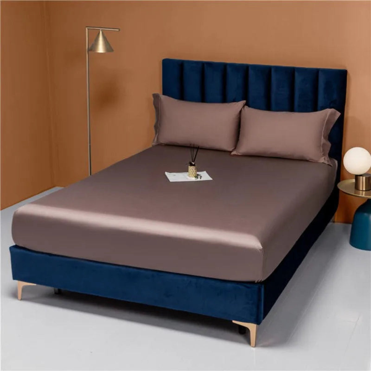 Brown 1000TC Egyptian cotton pillowcases 2-pack, luxury sateen, hotel-smooth finish | LINKORI Free Gift 