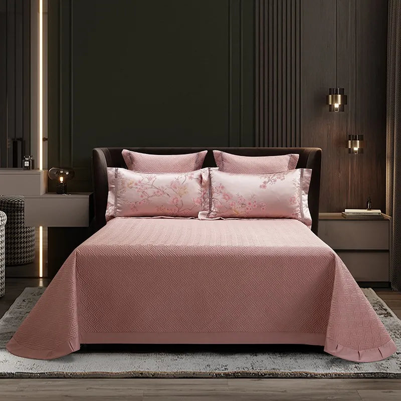 Luxury Egyptian cotton satin bedding blush pink floral pattern duvet cover luxury set