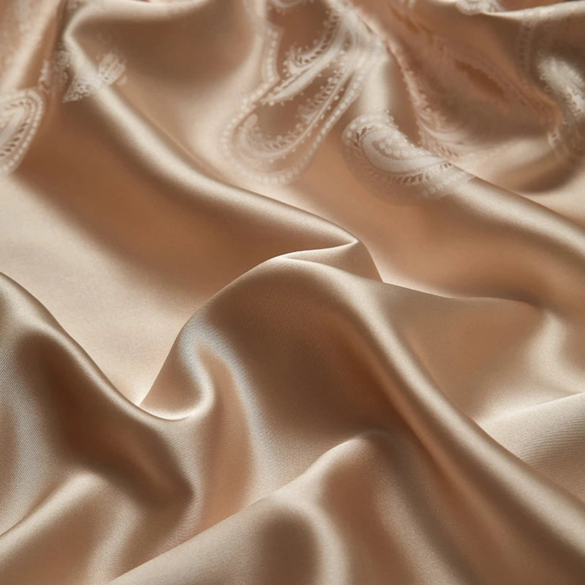 Sophisticated blush gold damask duvet cover set featuring premium Egyptian cotton satin with romantic motifs