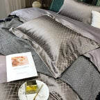 Premium grey duvet cover set luxury hotel bedding Egyptian cotton sophisticated style