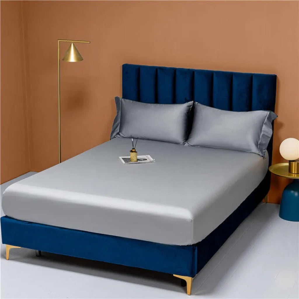 silver 100% Egyptian cotton pillowcases 2-pack, luxury sateen, hotel-smooth finish | LINKORI Free Gift 