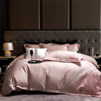 Blush pink feather embroidered duvet cover set, luxury 100% Egyptian cotton bedding in modern bedroom  – LINKORI Featherpink