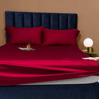 Red 1000TC Egyptian cotton pillowcases 2-pack, luxury sateen, hotel-smooth finish | LINKORI Free Gift 