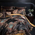 Black Bohemian Royal Bohemia bedding with paisley medallion pattern for statement bedrooms