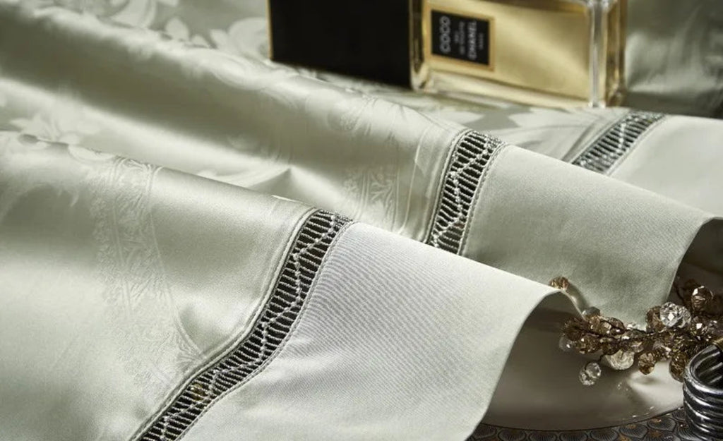 Luminas Sage Green collection luxury bedding perfect for organic modern bedroom and wellness-focused home decor