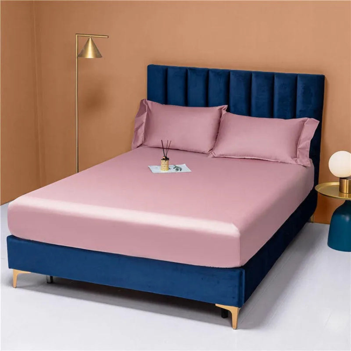 Blush Pink 1000TC Egyptian cotton pillowcases 2-pack, luxury sateen, hotel-smooth finish | LINKORI Free Gift 