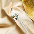 Flat sheet draping to floor with gold shimmer and couture hem detail, Queen size, LINKORI