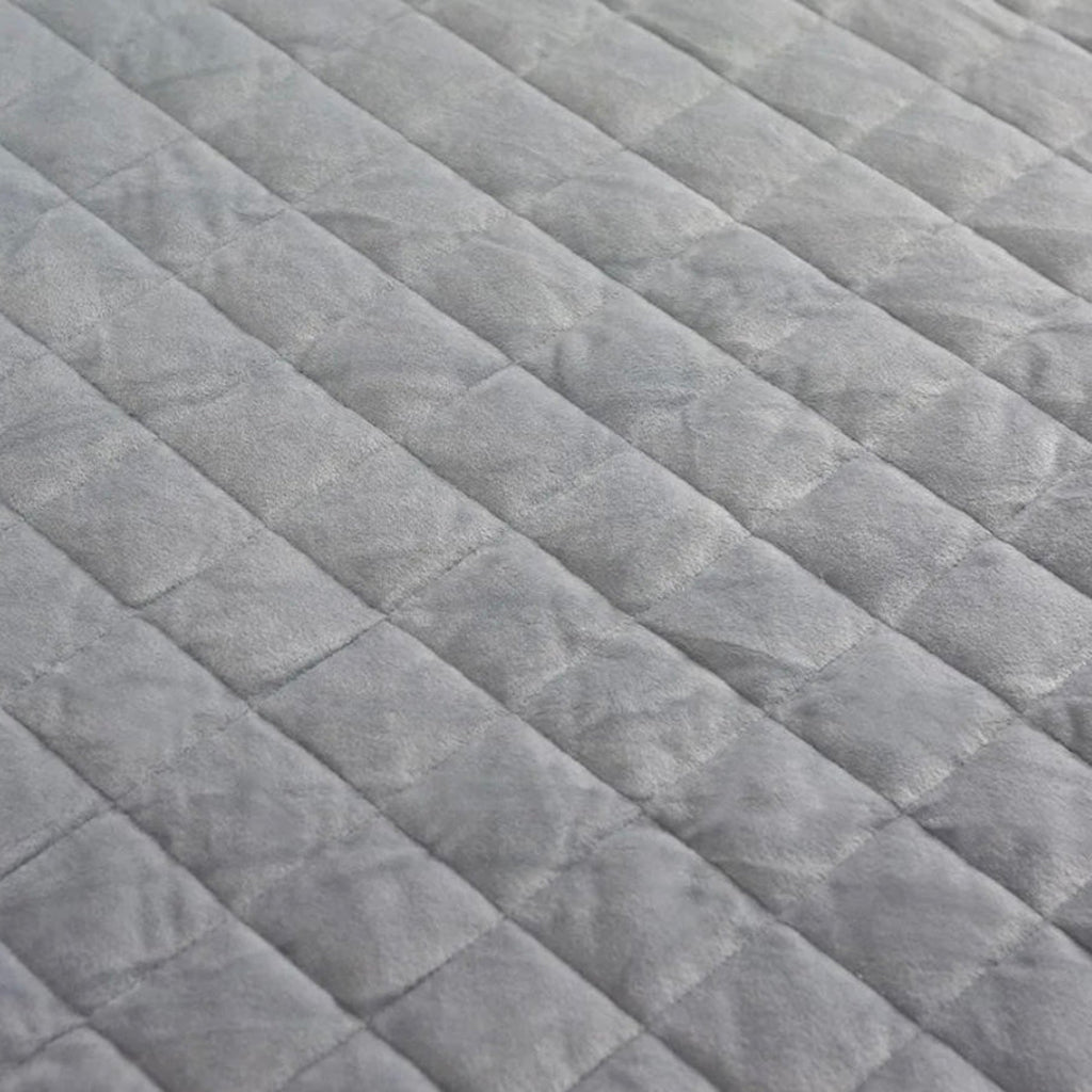 Silver grey velvet duvet set styled for boutique hotel bedroom and contemporary luxury interiors