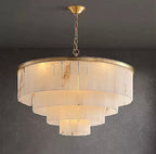 White alabaster tiered chandelier for modern luxury interior