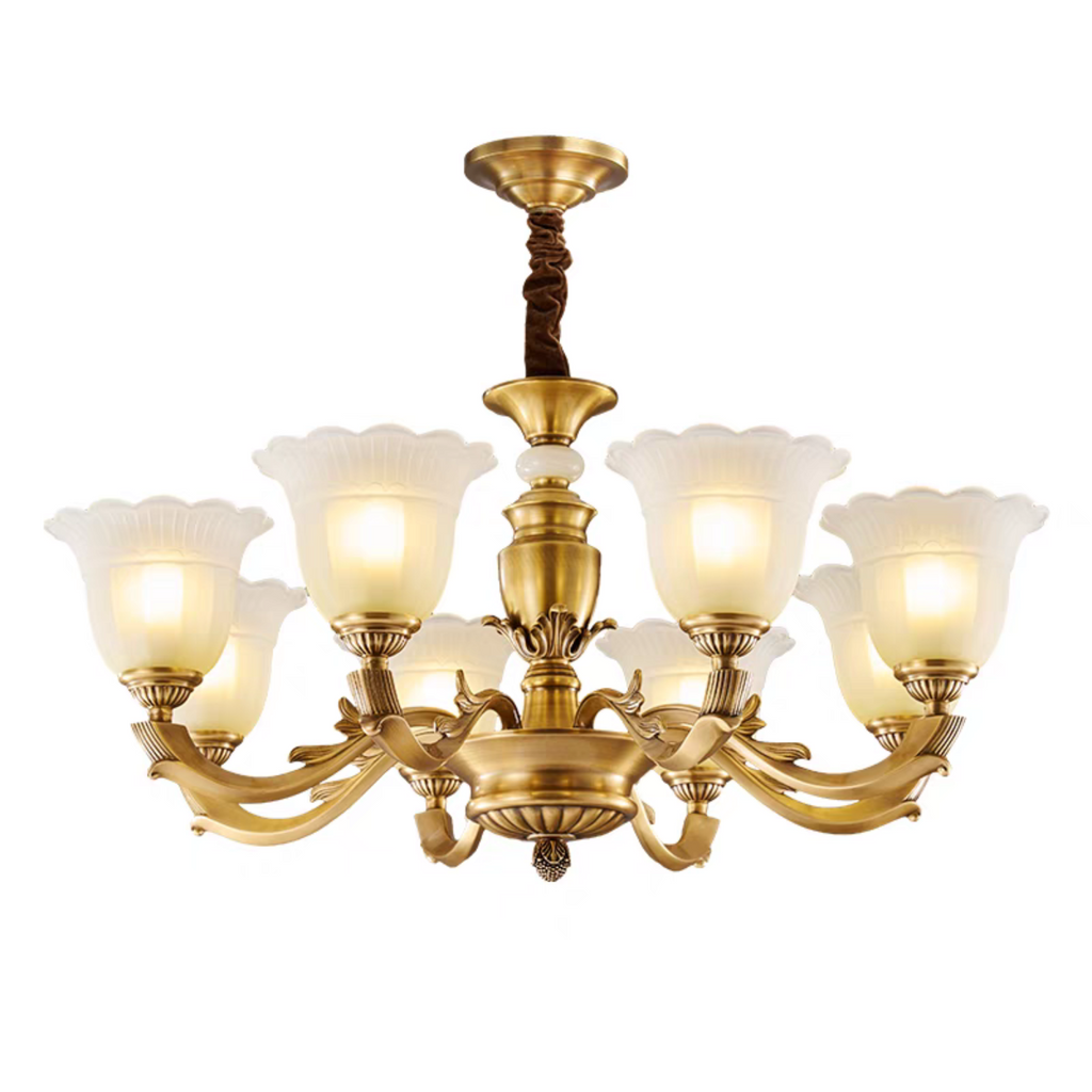 Antique LED Gold Chandelier – Frosted Glass Tulip Classic Chandelier f –  LINKORI