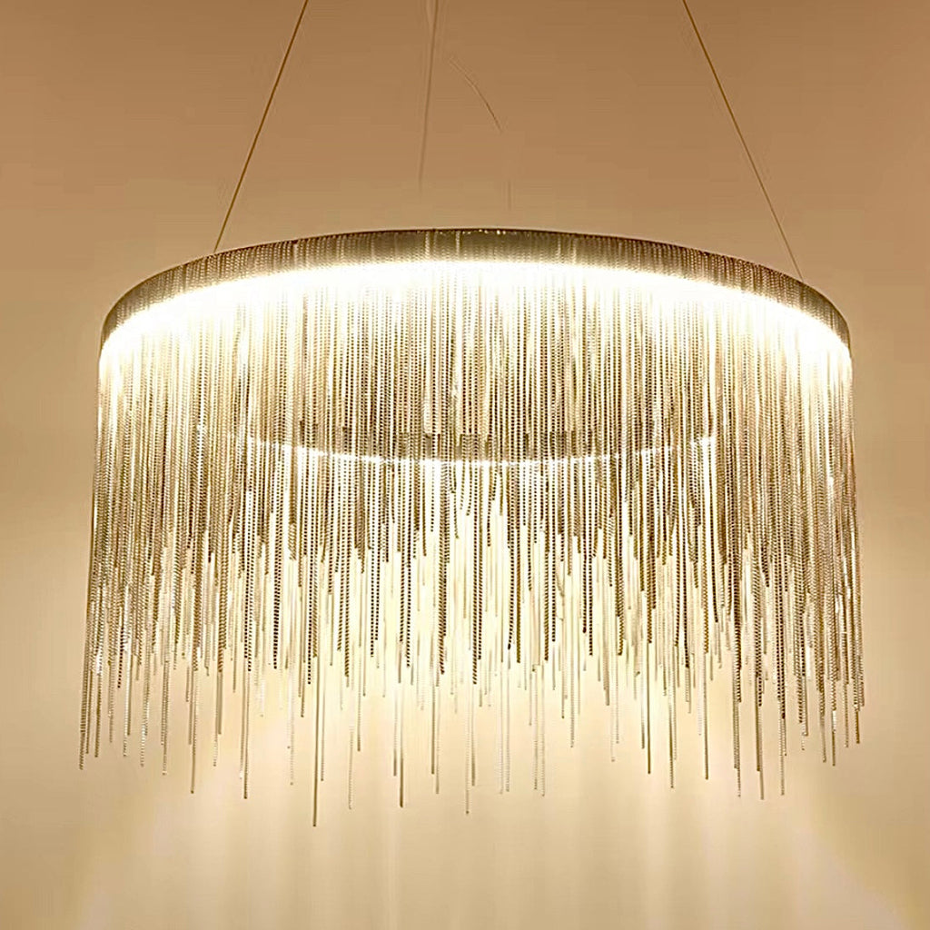 fringe chandelier silver modern dining room statement ceiling light LINKORI YNSELL