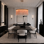 rose gold fringe chandelier modern luxury dining room statement ceiling lighting elegant interior LINKORI YNSELL