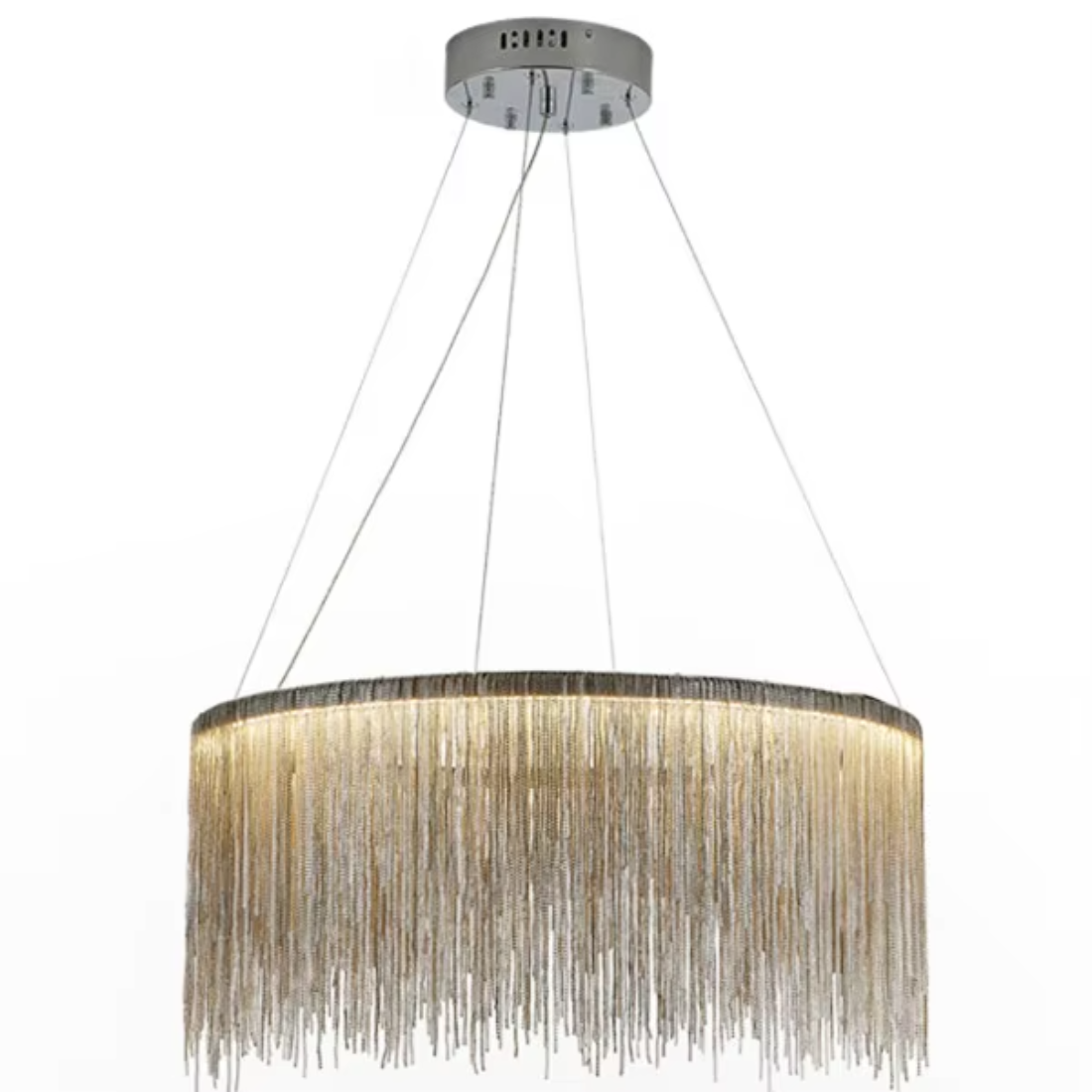Modern Chain Chandelier – Polished Silver LED Pendant for Dining Room & Boutique Interiors | LINKORI YNSELL