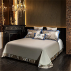 Gold baroque medallion satin bedding Egyptian cotton quilted bedspread royal set
