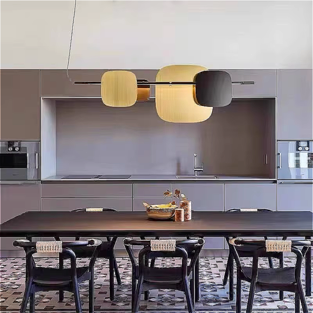 Black & Gold LED Chandelier – Sculptural Chandelier for Contemporary Dining Rooms | LINKORI LUBLIC EQUILIBRIUM