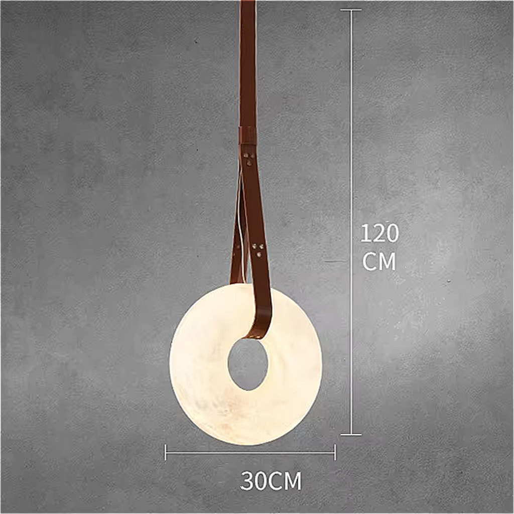 Sculptural Marble Ring Pendant Light – Modern Alabaster-Inspired Statement Chandelier