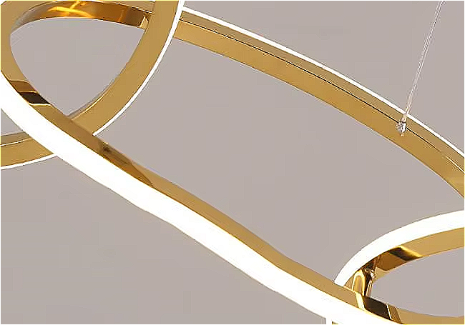 Gold LED Chandelier – Modern 5-Ring Statement Chandelier for Modern Dining Room and Kitchen Island