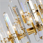 Luxury antique brass crystal pendant light with double tier arms and timeless design