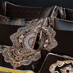 Black paisley jacquard bedding set for eclectic bedrooms and high-end vacation rentals