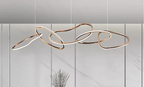 Gold LED Chandelier – Modern 5-Ring Statement Chandelier for Contemporary Dining Room and Kitchen Island