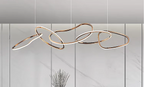 Gold LED Chandelier – Modern 5-Ring Statement Chandelier for Contemporary Dining Room and Kitchen Island