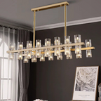Luxury gold crystal linear chandelier for dining room