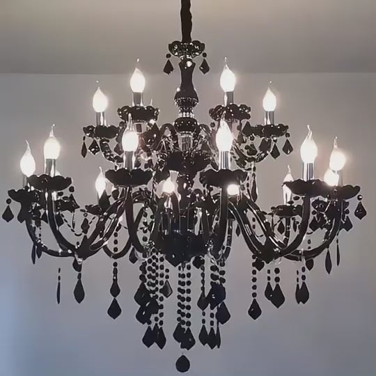 Vintage Black Crystal Chandelier Real Motion
