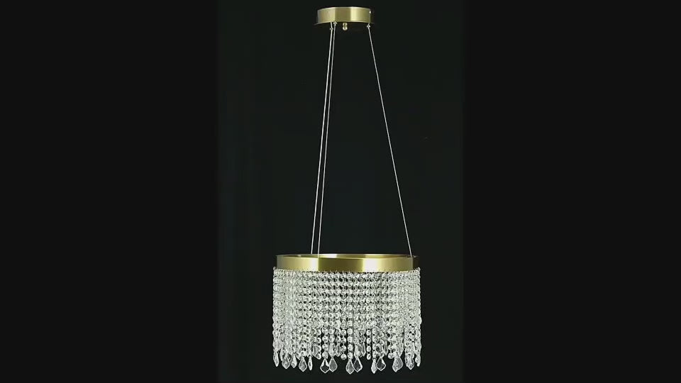 Real Product Video – Luxury Crystal Tassel Chandelier – Gold Contemporary Pendant Light for Bedroom & Living Room 