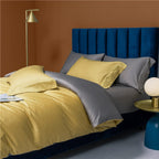 Side View of LINKORI Neslla Yellow Grey Reversible Bedding – Soft Egyptian Cotton Duvet with 800 Thread Count