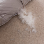 goose down fill close-up inside grey comforter luxury 600+ thread count cotton shell quilting | LINKORI Grey Luxurious