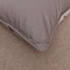 edge detail of grey goose down comforter satin-finished 600+ thread count cotton shell | LINKORI Grey Luxurious
