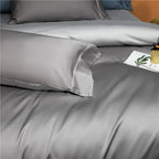 dual-tone grey duvet cover and pillowcases 100% Egyptian cotton 800TC sateen luxury bedding | LINKORI Neslla Grey