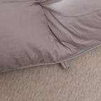 stitched edge close-up on grey goose down comforter premium finish in breathable cotton shell | LINKORI Grey Luxurious