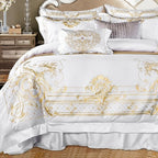 Luxury Golden Embroidered Duvet – 100% Egyptian Cotton 4/7-Piece Bedding Set | LINKORI Golden Embroidery