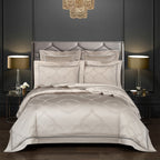 Elegant ivory 800 thread count Egyptian cotton duvet cover set displayed in a modern luxury bedroom – LINKORI Elegant