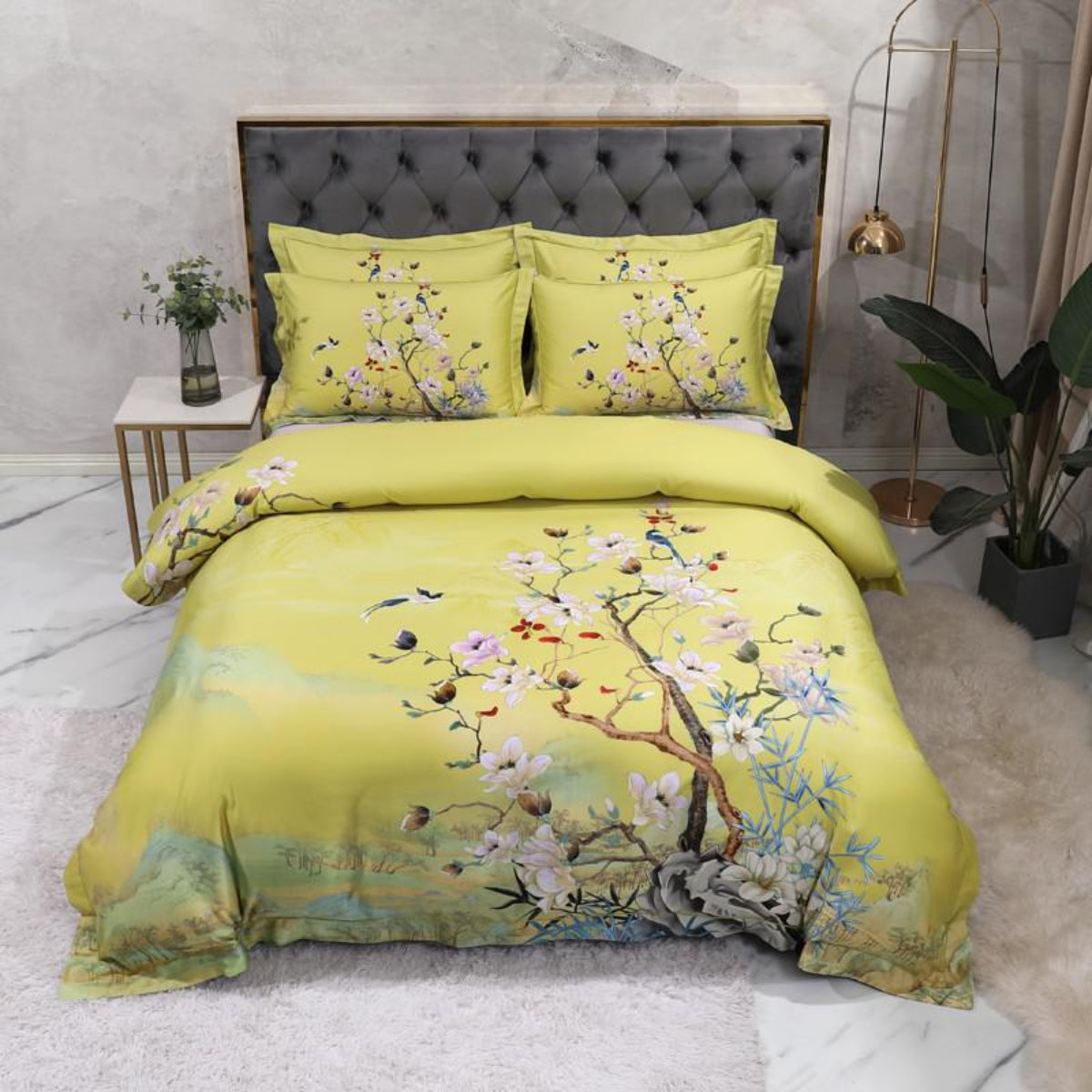 Beautiflower Duvet Cover Set – 100% Egyptian Cotton, Ultra-Soft & Breathable (4-Piece Set) + FREE Gift! - LINKORI