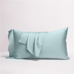Sky-Blue Pillowcase Detail in Reversible Bedding – LINKORI Neslla 100% Egyptian Cotton Set
