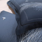 Detailed view of LINKORI Dark Forest pillowcases – twilight tree motif on breathable Egyptian cotton