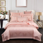 Blush Pink Baroque Duvet Cover Set– Full View with Elegant Jacquard Design