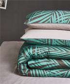 Flat Sheet Styling with Folded Botanical Duvet and Matching Pillows – LINKORI Greenilde Modern Set